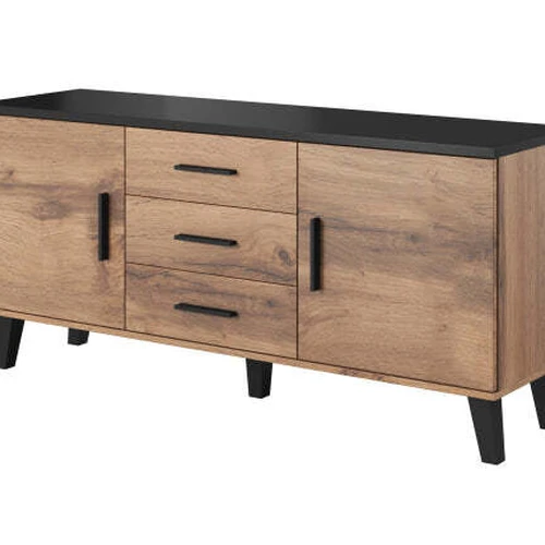 Praktiška spinta su matinėmis medžio drožlių plokštėmis ir elegantiška rankena