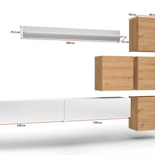 Didelė lentyna 180 cm – puikus pasirinkimas knygoms ir dekoracijoms