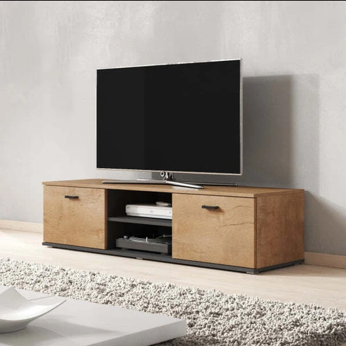 Modernus TV stalas 140 cm, blizgus MDF priekis, tvirta konstrukcija