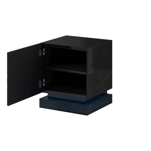 Moderni blizgi MDF komoda su frezuotais fasadais