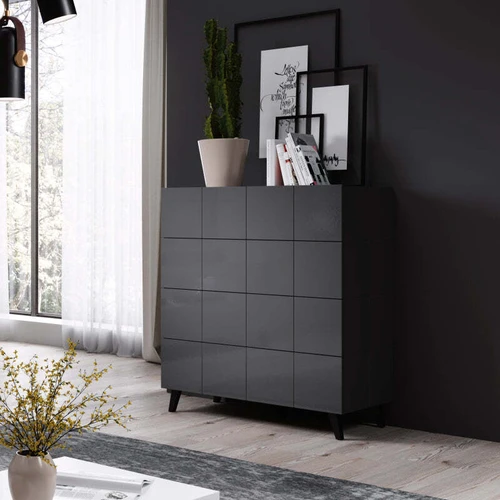 Blizgi MDF spinta su LED apšvietimu ir cokolio kojomis