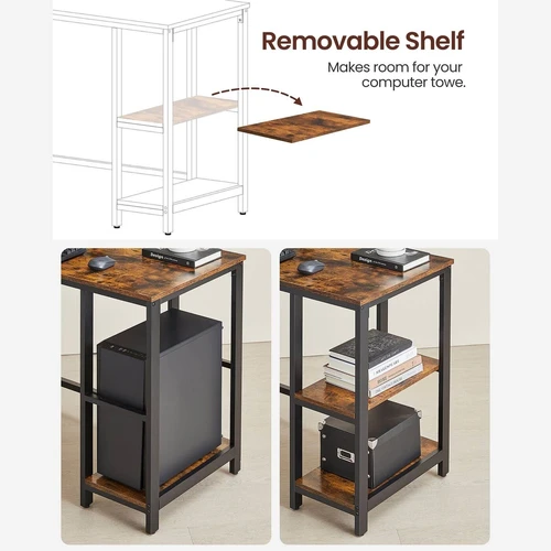 Pramoninio stiliaus kompiuterio stalas su juodu metalo rėmu