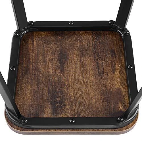 Vintažinės rudos-juodos baro kėdės iš medžio drožlių plokštės ir plieno