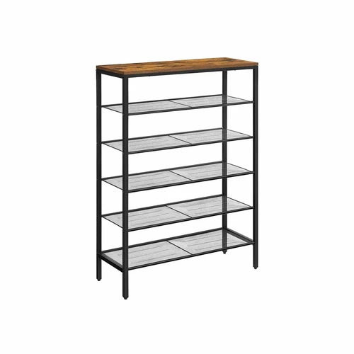 Pramoninio stiliaus batų lentyna, ruda/juoda