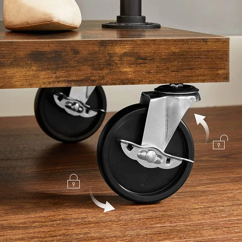 Vintažinė ruda-juoda drabužių kabykla su plieno ir medžio drožlių plokštės konstrukcija