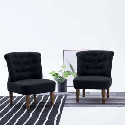 Prancūziško stiliaus kėdės, 2 vnt., juodos, audinys