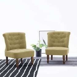 Prancūziško stiliaus kėdės, 2 vnt., žalios, audinys