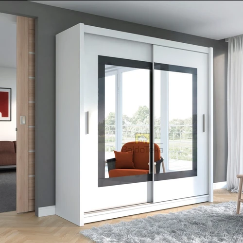 Moderni balta matinė spinta su veidrodiniu stiklu