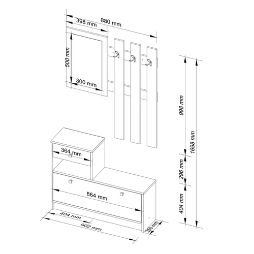 Sonoma ąžuoliniai baldai prieškambariui