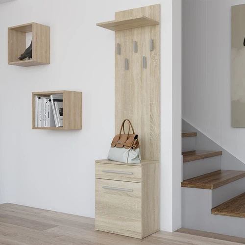 Modernus ąžuolo spalvos prieškambario komplektas