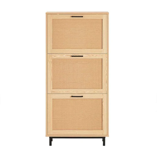 Prieškambario spinta 60x24x127cm., šviesiai rudos/juodos spalvos