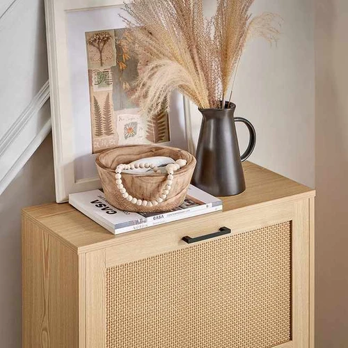 Prieškambario spinta 60x24x127cm., šviesiai rudos/juodos spalvos - Spintos