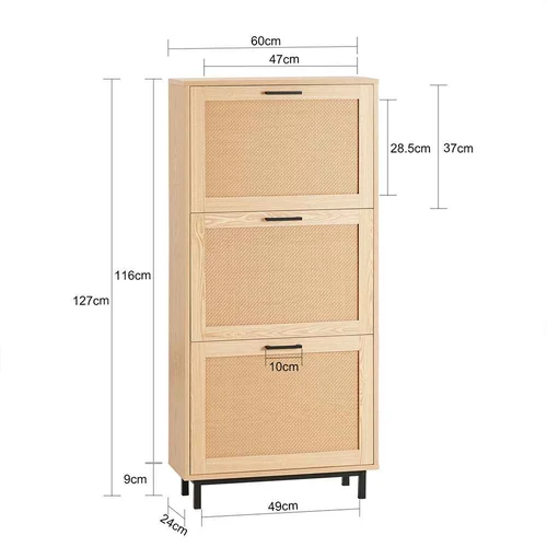 Prieškambario spinta 60x24x127cm., šviesiai rudos/juodos spalvos - Spintos
