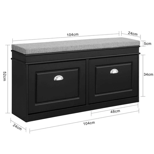 Prieškambario suolas 24x52x104cm., juodos/pilkos spalvos - Batų dėžės, stovai