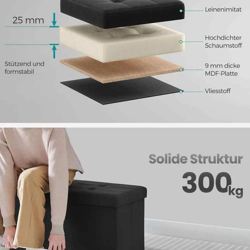 Prieškambario suoliukas 38x110x38cm., juodos spalvos - Batų dėžės, stovai