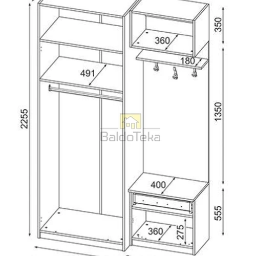 Stilinga spinta 140x225x52 cm, 18 mm LMDP, pasirinkite spalvą