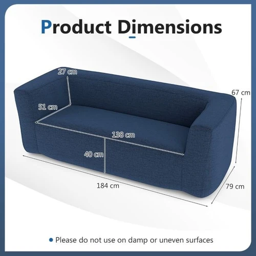Pripučiama dvivietė sofa, dviem asmenims, 184 × 79 × 67 cm - Sofos