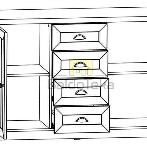 MDF/LMDP spinta su metalinėmis rankenėlėmis