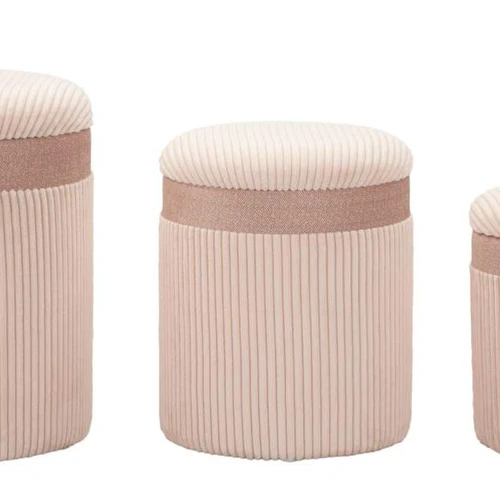 Pufai Cortina, 3 vnt, Rožinė, Ø 40,5 × 49,5 cm – 35 × 42 cm – 31 × 38 cm