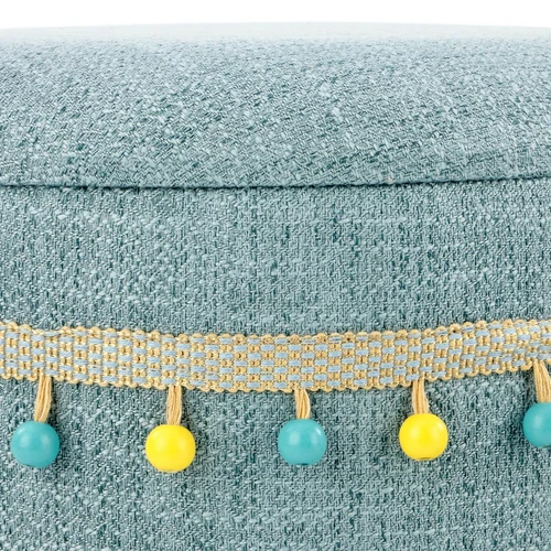 Dviejų komplektas šviesiai mėlynų baldų su audinio danga