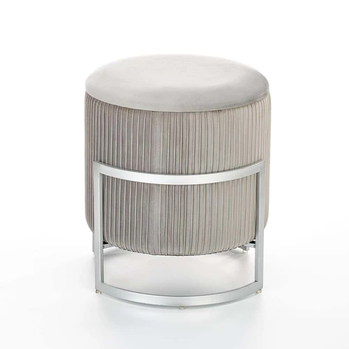 Šviesiai pilkas pufas su moderniu dizainu