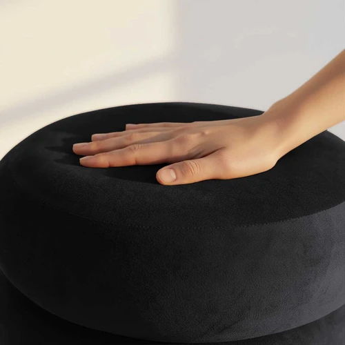Pufas SNUGGO, su daiktadėže, juodos spalvos, Ø 42 × 44,5 cm - Pufai