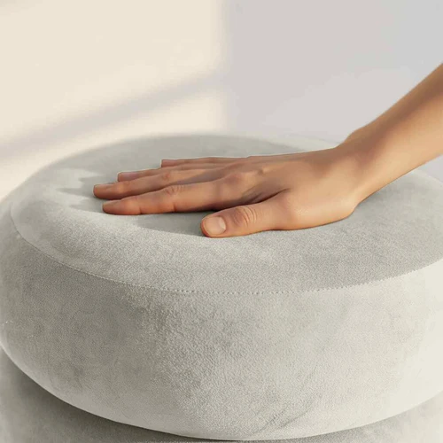 Pufas SNUGGO, su daiktadėže, smėlio spalvos, Ø 42 × 44,5 cm - Pufai