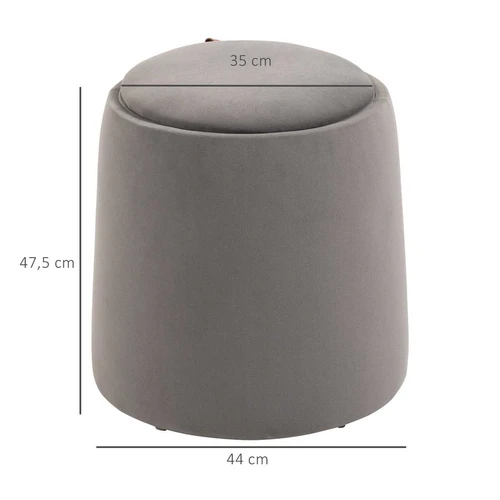 Pufas su daiktadėžė Homcom 44x47,5cm., pilkos spalvos - Pufai
