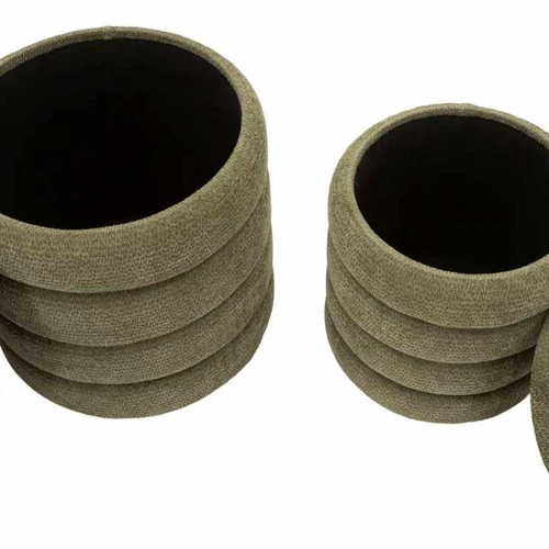 Pufų komplektas, 2 vnt, Žalia, Ø 44 × 47 cm ir Ø 35 × 39 cm - Pufai