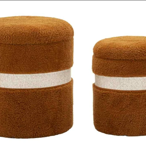 Pufų rinkinys Saint-Moritz, 2 vnt, Ruda, Ø 40 × 47 cm ir Ø 32 × 38 cm