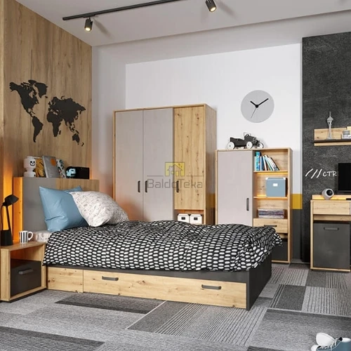 Ergonominė lova su grotelėmis ir patalynės dėže