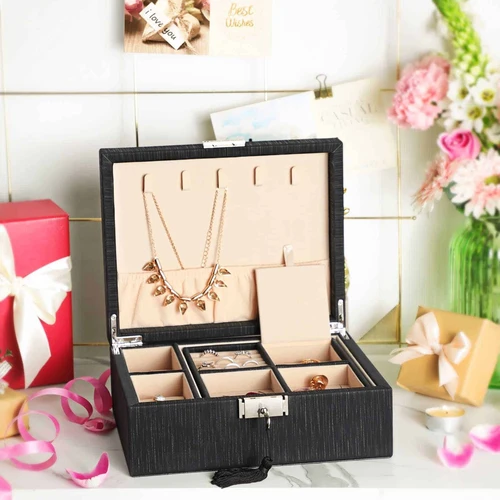 Aukščiausios kokybės papuošalų dėžutė su rakinamu dangteliu