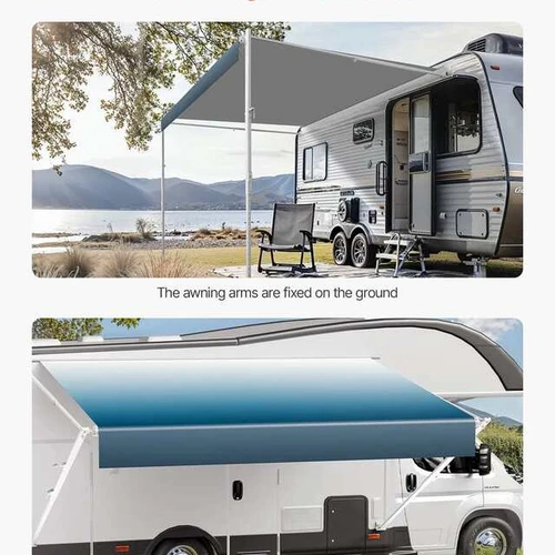 Rankinis 18' ištraukiamas RV tentų komplektas, aliuminio rėmas, mėlynas - Lauko skėčiai