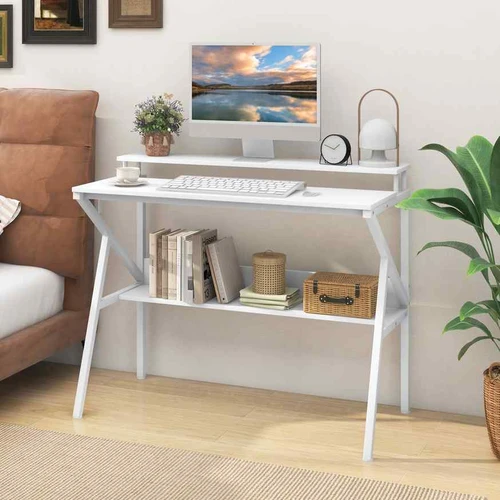 Ergonomiškas kompiuterio stalas su monitoriaus lentyna