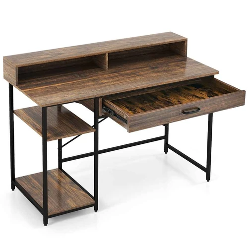 Rašomasis stalas 120x56x90,5cm., rudos/juodos spalvos