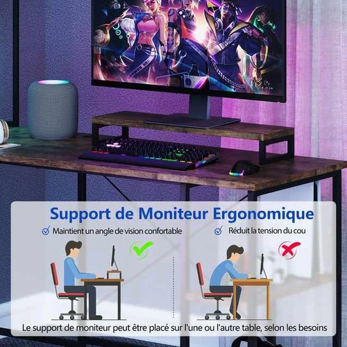 Ergonominis stalas su monitoriaus stovu