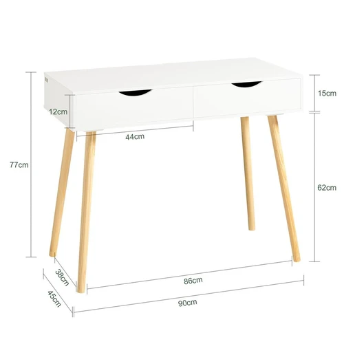 Rašomasis stalas 90x45x77cm., baltos/šviesiai rudos spalvos - Darbo stalai