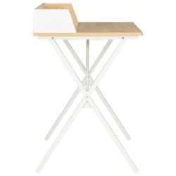 Rašomasis stalas, baltos ir natūralios spalvos, 80x50x84cm - Darbo stalai