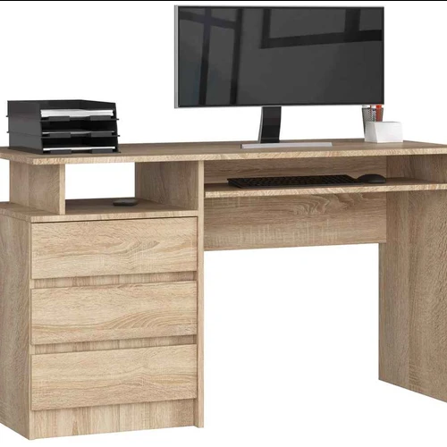 Rašomasis stalas CLP, 3 stalčiai, rudos spalvos, 135 × 77 × 60 cm