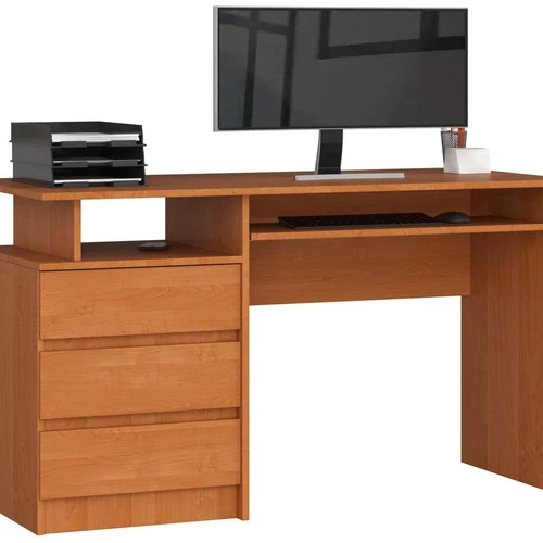Rašomasis stalas CLP, 3 stalčiai, rudos spalvos, 135 × 77 × 60 cm