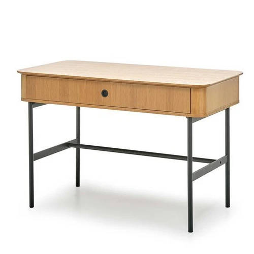 Juodas rašomasis stalas su natūralaus ąžuolo fūgė