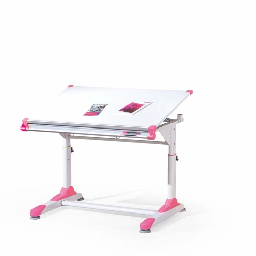 Lakuotas MDF stalas su dažytu plienu, 100/66/69÷84 cm