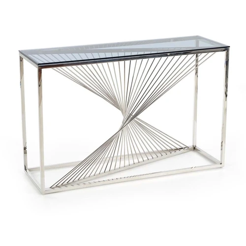 Šiuolaikiškas stalas su sidabro atspalviu, 120x40x76 cm