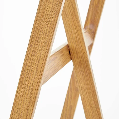 Šiuolaikiškas stiklo stalas, medaus ąžuolo atspalvis