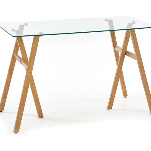 Stiklo stalas 120x60x76 cm, medaus ąžuolo spalva