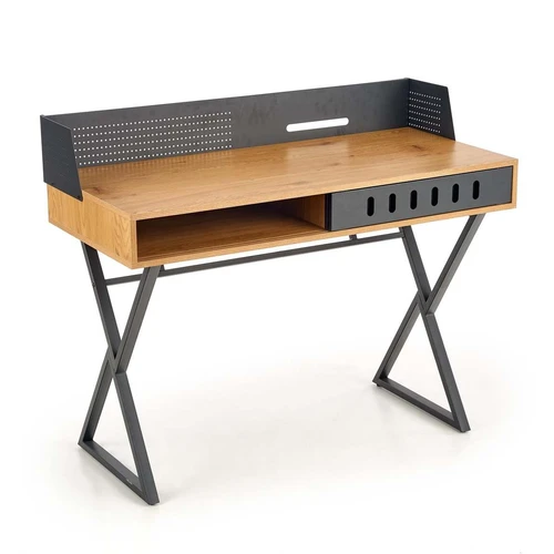 Erdvi 110/51/90 cm spinta su auksinio ąžuolo ir juodos spalvos apdaila