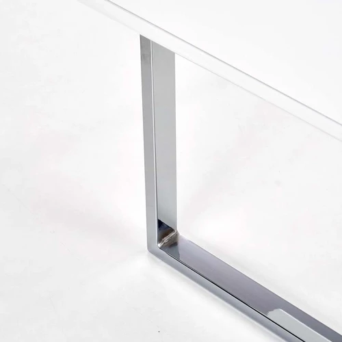 Šiuolaikiška baltos spalvos spinta su blizgiu MDF ir chromuotu plienu