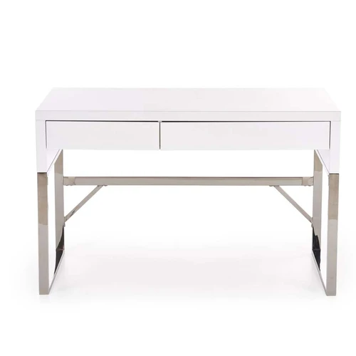 Moderni balta spinta su blizgiu MDF ir chromuoto plieno apvadais