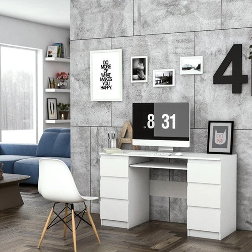 Balto spalvos rašomasis stalas su PVC apvadais