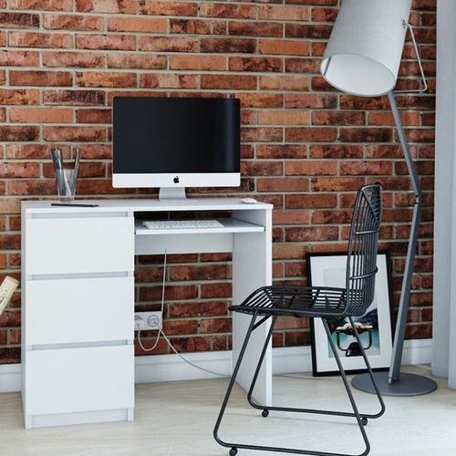 Laminuotas MDF stalas su ištraukiama klaviatūros lenta